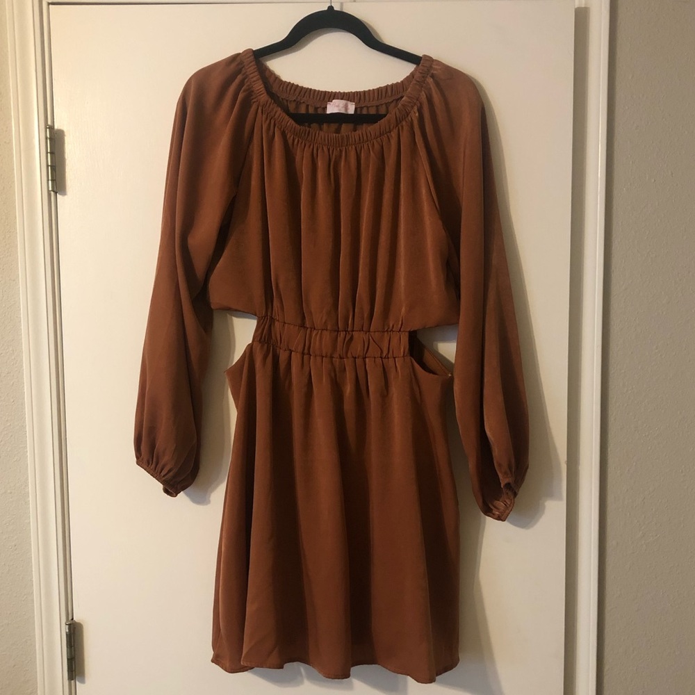 Pink Lily Rust Satin Dress